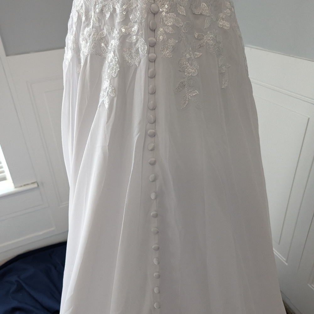 Source Unknown White Floral Button-Back Dress - image 4